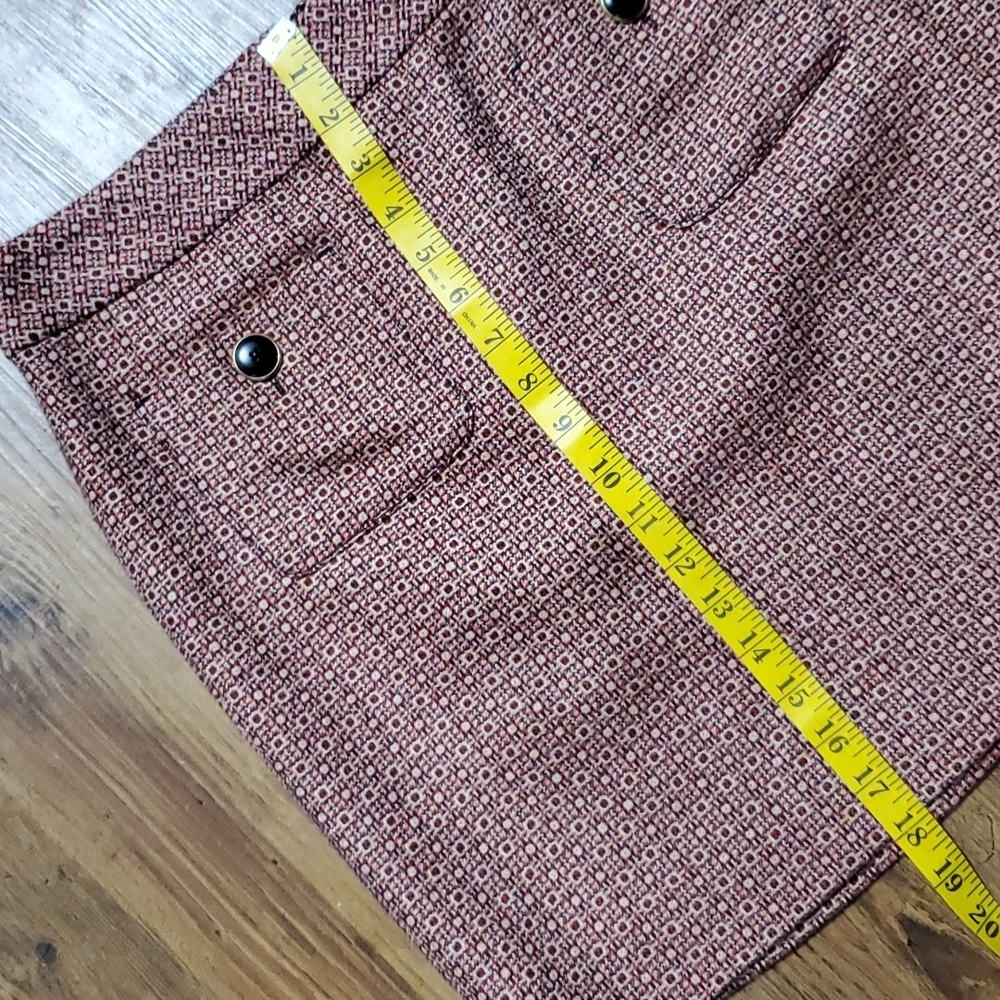 Loft Wool Blend Red Patterned Mini Pencil Skirt L… - image 2
